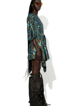 Best Marques ' Almeida ZEBRA BROCADE BALLOON SLEEVE DRESS BLUE