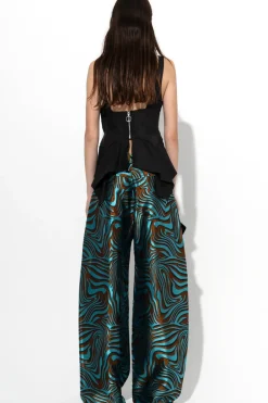 Hot Marques ' Almeida ZEBRA BROCADE BOYFRIEND TROUSERS BLUE