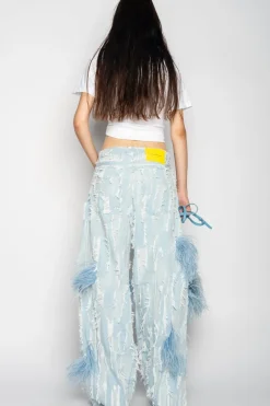 Outlet Marques ' Almeida BOYFRIEND TROUSERS IN SHREDDED LIGHT BLUE DENIM LIGHTBLUE