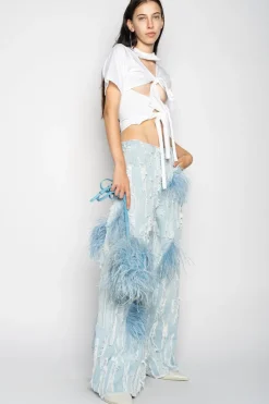 Outlet Marques ' Almeida BOYFRIEND TROUSERS IN SHREDDED LIGHT BLUE DENIM LIGHTBLUE