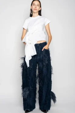 Clearance Marques ' Almeida BOYFRIEND TROUSERS IN SHREDDED DENIM NAVY