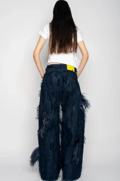 Clearance Marques ' Almeida BOYFRIEND TROUSERS IN SHREDDED DENIM NAVY