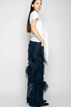 Clearance Marques ' Almeida BOYFRIEND TROUSERS IN SHREDDED DENIM NAVY