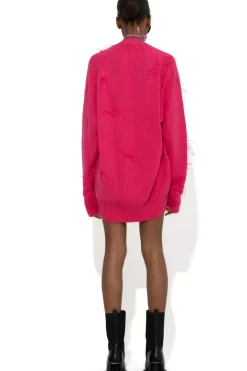Clearance Marques ' Almeida BRIGHT PINK MERINO WOOL OVERSIZE CARDIGAN WITH FEATHERS BRIGHTPINK