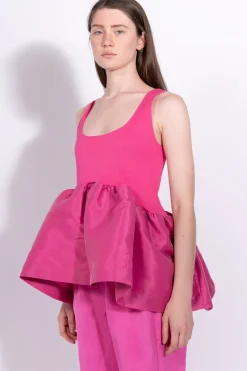 Sale Marques ' Almeida BRIGHT PINK SLEEVELESS PUFF HEM TOP BRIGHTPINK