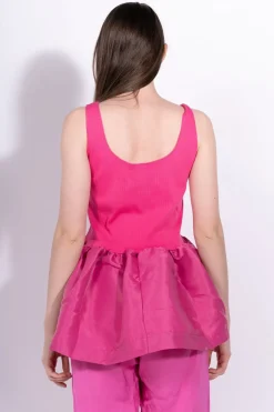 Sale Marques ' Almeida BRIGHT PINK SLEEVELESS PUFF HEM TOP BRIGHTPINK