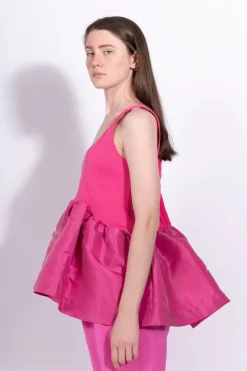 Sale Marques ' Almeida BRIGHT PINK SLEEVELESS PUFF HEM TOP BRIGHTPINK