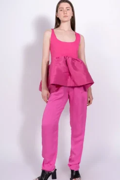Sale Marques ' Almeida BRIGHT PINK SLEEVELESS PUFF HEM TOP BRIGHTPINK