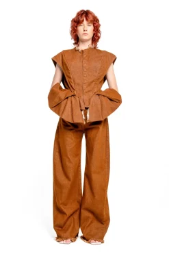 Marques ' Almeida BOYFRIEND TROUSERS BROWN