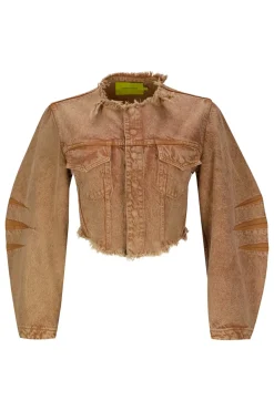 Hot Marques ' Almeida ROUND SLEEVE CROPPED JACKET BROWN