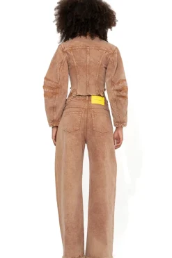 Hot Marques ' Almeida ROUND SLEEVE CROPPED JACKET BROWN