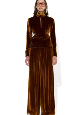 Discount Marques ' Almeida VELVET OPEN BACK TURTLENECK BROWN