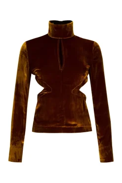 Discount Marques ' Almeida VELVET OPEN BACK TURTLENECK BROWN