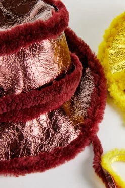 Hot Marques ' Almeida SHINY LEATHER BUCKET HAT BURGUNDY