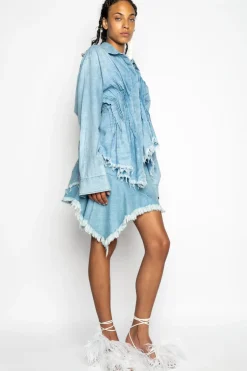 Marques ' Almeida CHAMBRAY PLEATED SHIRT LIGHTBLUE