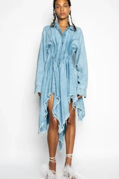 Discount Marques ' Almeida CHAMBRAY PLEATED SHIRT DRESS LIGHTBLUE