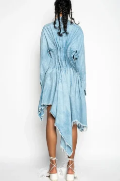 Discount Marques ' Almeida CHAMBRAY PLEATED SHIRT DRESS LIGHTBLUE