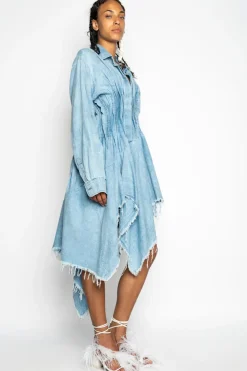 Discount Marques ' Almeida CHAMBRAY PLEATED SHIRT DRESS LIGHTBLUE