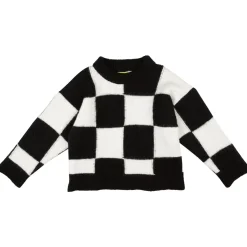 Hot Marques ' Almeida CHECKERED CREW NECK KNIT JUMPER BLACKWHITE