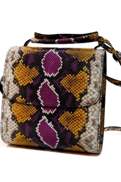 Discount Marques ' Almeida CLASSIC M'A BAG IN SNAKE PRINT LEATHER MULTICOLOUR