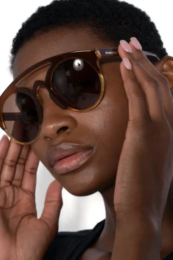 Marques ' Almeida DARK BRIDGED SUNGLASSES BROWN