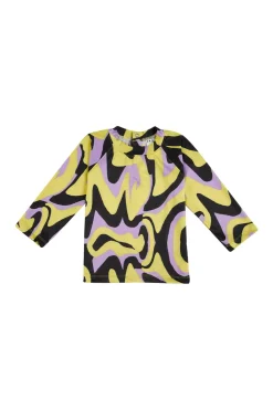 Marques ' Almeida DARK WAVY PRINT LONG SLEEVE TOP MULTICOLOUR