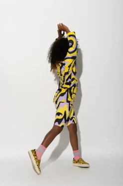 Marques ' Almeida DARK WAVY PRINT LONG SLEEVE TOP MULTICOLOUR