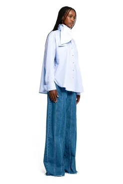 Hot Marques ' Almeida DENIM BOYFRIEND TROUSERS WITH SEAM LINES BLUE