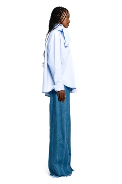 Hot Marques ' Almeida DENIM BOYFRIEND TROUSERS WITH SEAM LINES BLUE