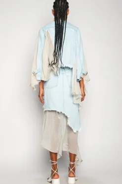 Hot Marques ' Almeida DENIM CHIFFON FITTED JACKET LIGHTBLUE