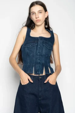 Clearance Marques ' Almeida DENIM CORSET IN BLUE NAVY