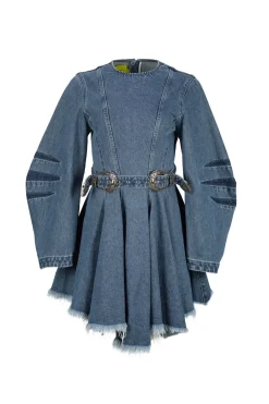 Outlet Marques ' Almeida DENIM SHORT DRESS WITH ROUND SLEEVES BLUE