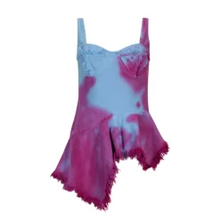 Hot Marques ' Almeida DRILL TIE DYE PEPLUM CORSET TOP MULTICOLOUR