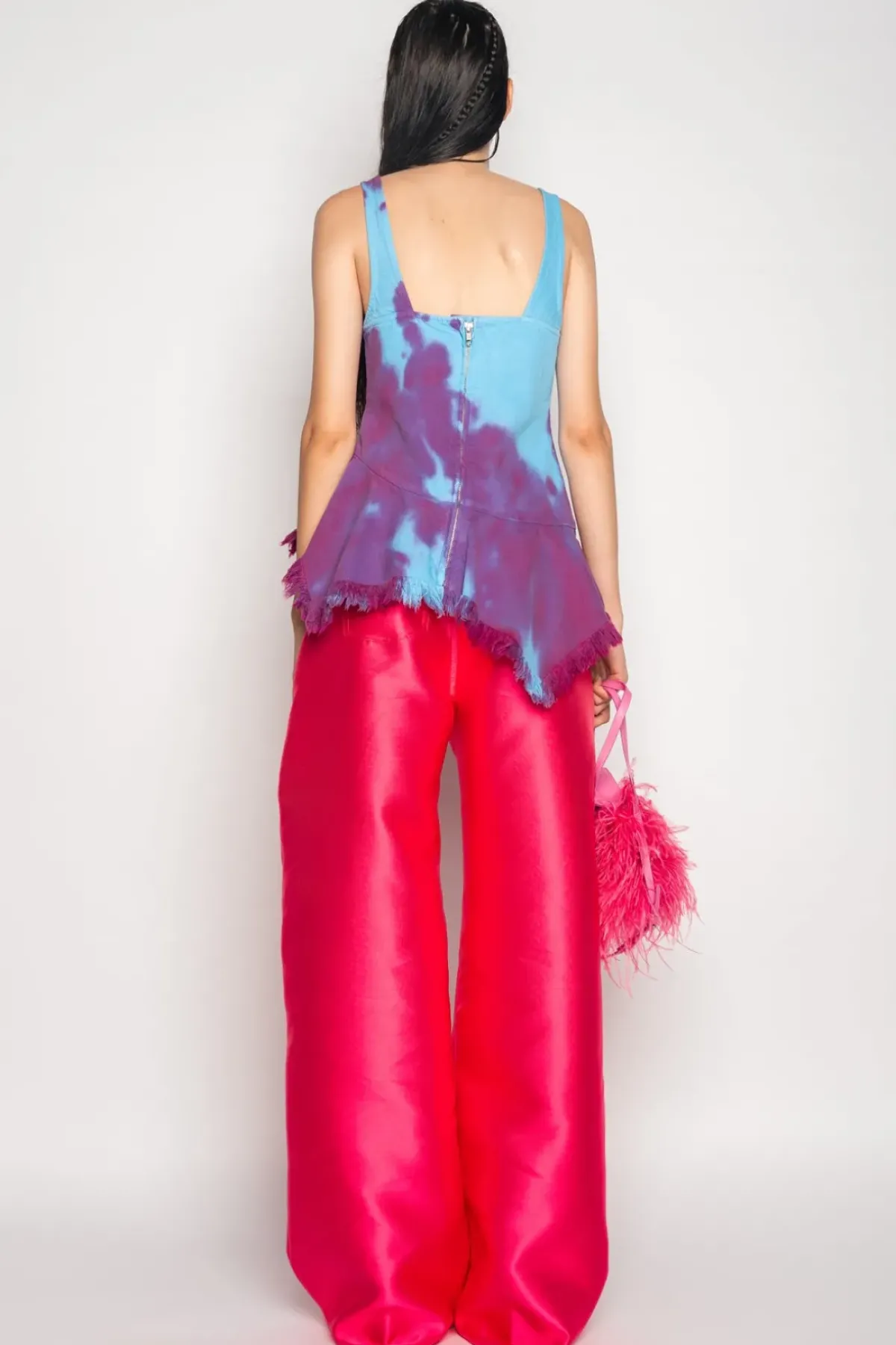 Hot Marques ' Almeida DRILL TIE DYE PEPLUM CORSET TOP MULTICOLOUR