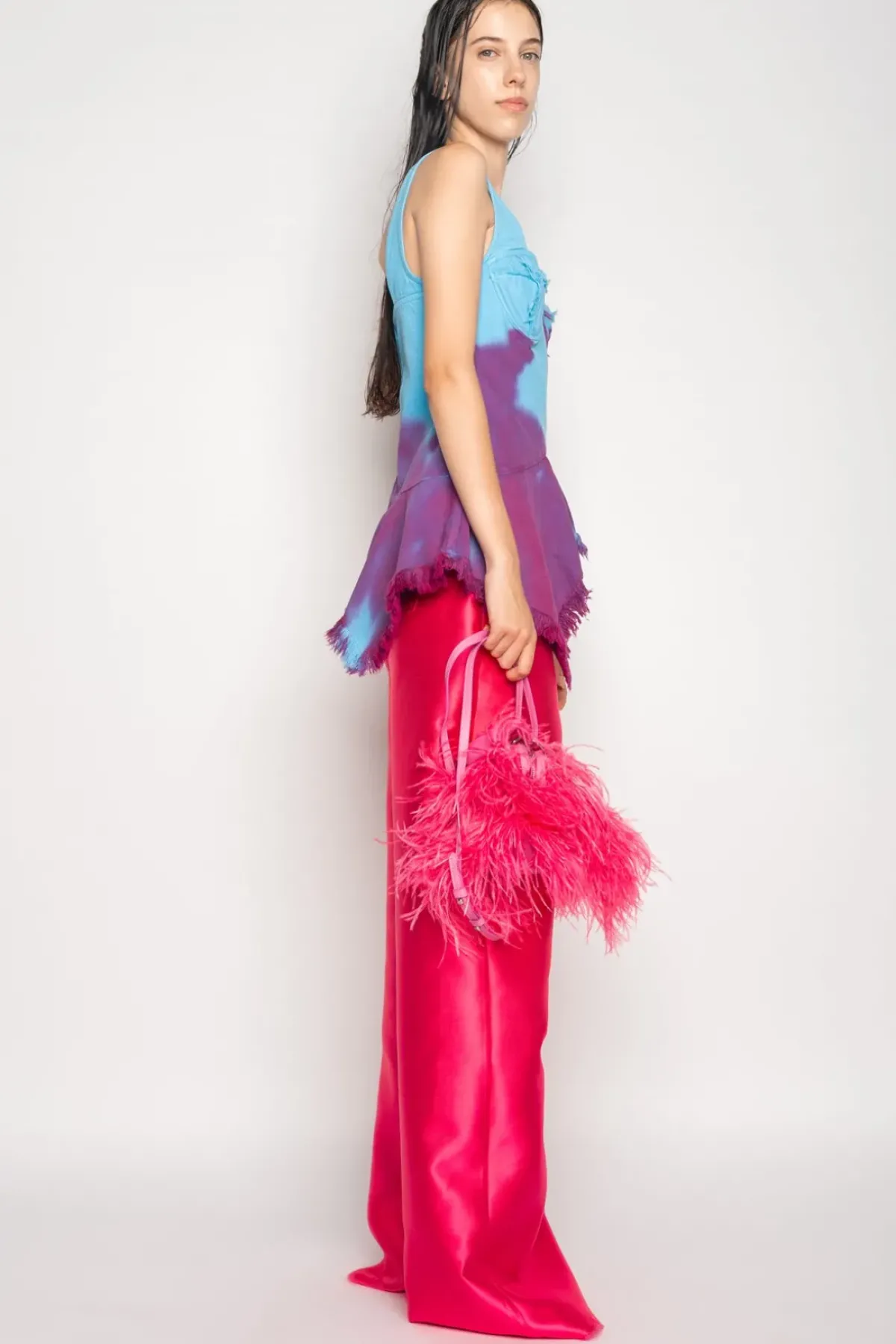 Hot Marques ' Almeida DRILL TIE DYE PEPLUM CORSET TOP MULTICOLOUR