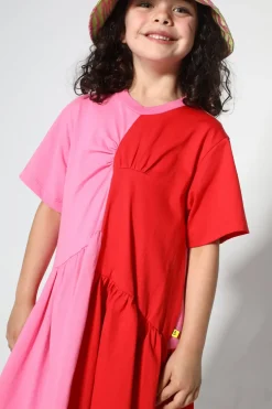 Online Marques ' Almeida DUO COLOUR GATHERED JERSEY T-SHIRT DRESS MULTICOLOUR
