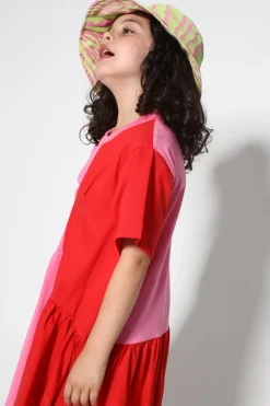 Online Marques ' Almeida DUO COLOUR GATHERED JERSEY T-SHIRT DRESS MULTICOLOUR