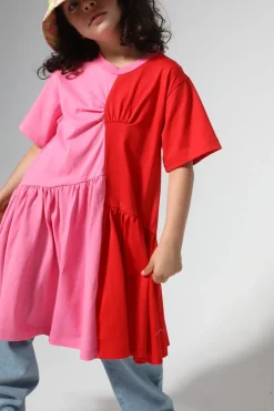 Online Marques ' Almeida DUO COLOUR GATHERED JERSEY T-SHIRT DRESS MULTICOLOUR