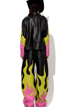 Sale Marques ' Almeida FLAMES BIKER JACKET MULTICOLOUR
