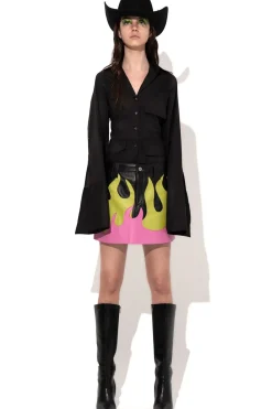 Clearance Marques ' Almeida FLAMES LEATHER MINI SKIRT MULTICOLOUR