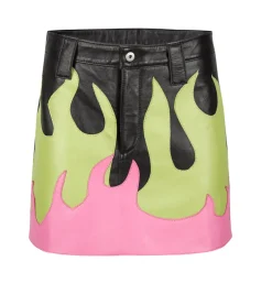 Clearance Marques ' Almeida FLAMES LEATHER MINI SKIRT MULTICOLOUR