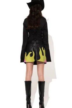 Clearance Marques ' Almeida FLAMES LEATHER MINI SKIRT MULTICOLOUR