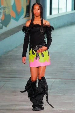 Clearance Marques ' Almeida FLAMES LEATHER MINI SKIRT MULTICOLOUR