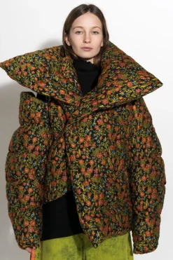 Clearance Marques ' Almeida FLORAL BROCADE M'A PUFFER JACKET MULTICOLOUR