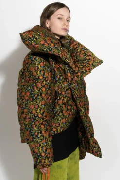 Clearance Marques ' Almeida FLORAL BROCADE M'A PUFFER JACKET MULTICOLOUR