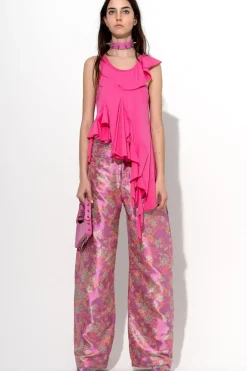 Marques ' Almeida FLOWER BROCADE BOYFRIEND TROUSERS PINK