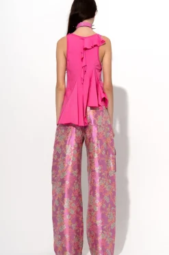 Marques ' Almeida FLOWER BROCADE BOYFRIEND TROUSERS PINK