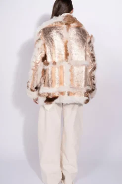 Outlet Marques ' Almeida FOILED SHEARLING OVERSIZED JACKET ROSEGOLD