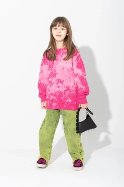 Marques ' Almeida FUSCHIA AND LIGHT SPLATTERED FLEECE CREW NECK PINK