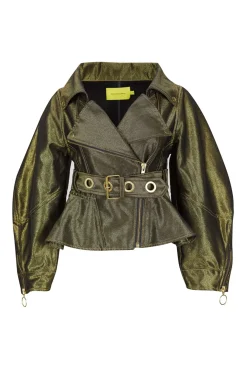 Best Marques ' Almeida DENIM POINTY JACKET GOLD